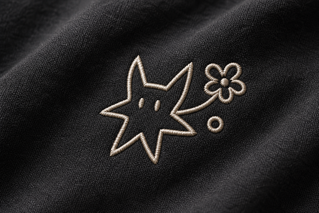 Hoodie personnalisé Kaito Global — gros plan broderie et texture de fil.