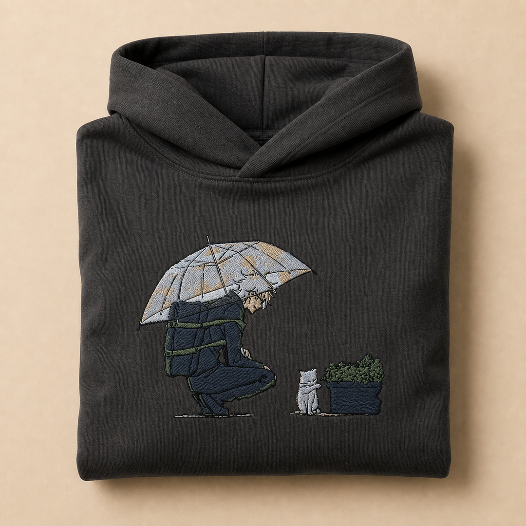 Kaito approved v7 Shopify image-by-image — hoodie-satoru-gojo-cat — folded flatlay